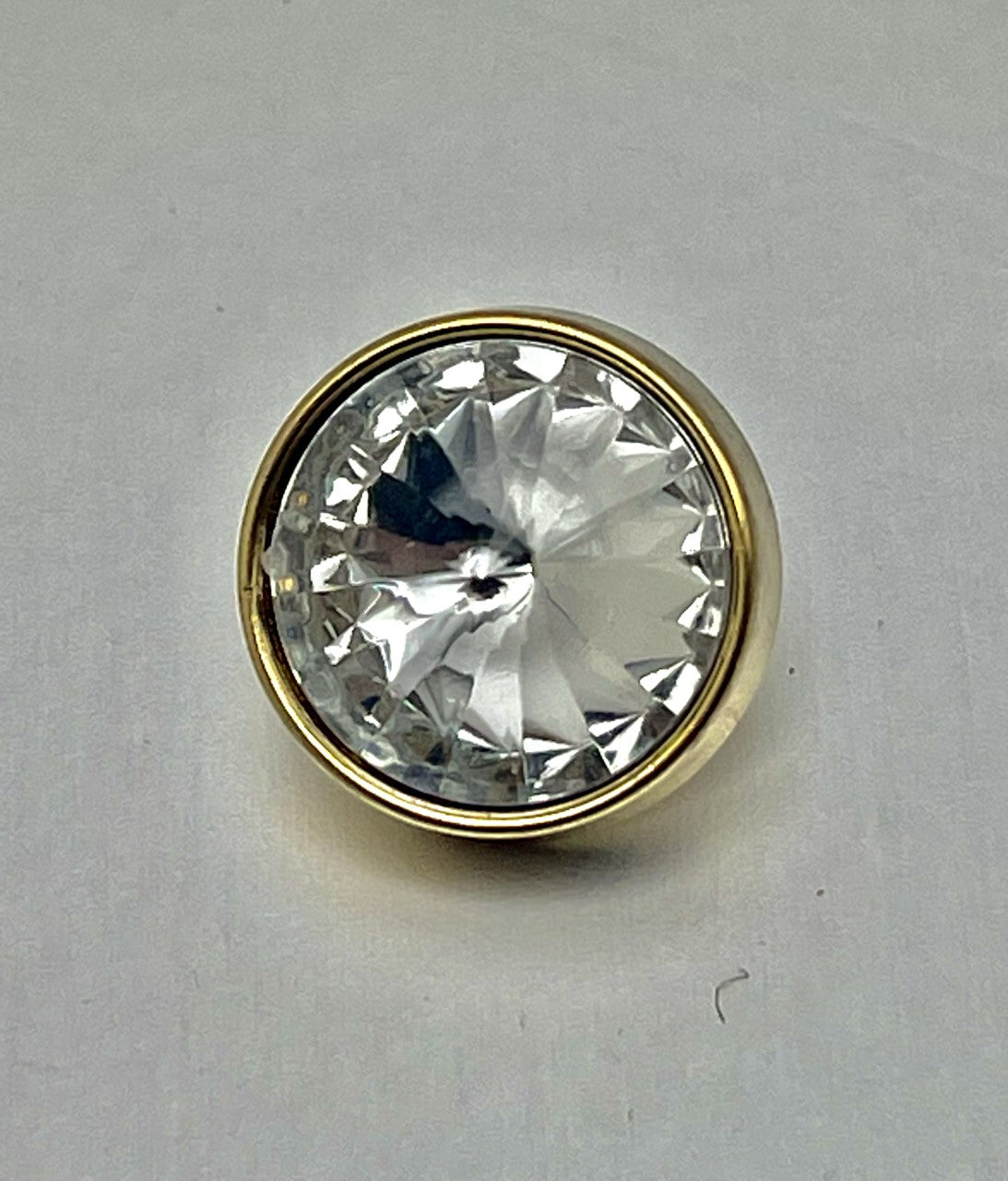 V2841  Gold rimmed diamanté center shank button - venusfashionslondon