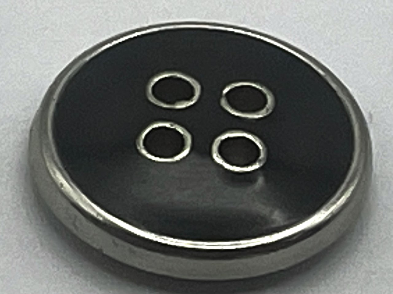 V2740  Silver rimmed black center button - venusfashionslondon